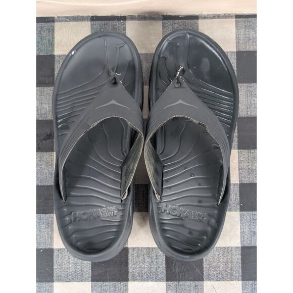 Hoka One One ORA Recovery Flip Flops Black Men's Size 10 - Picture 6 of 15